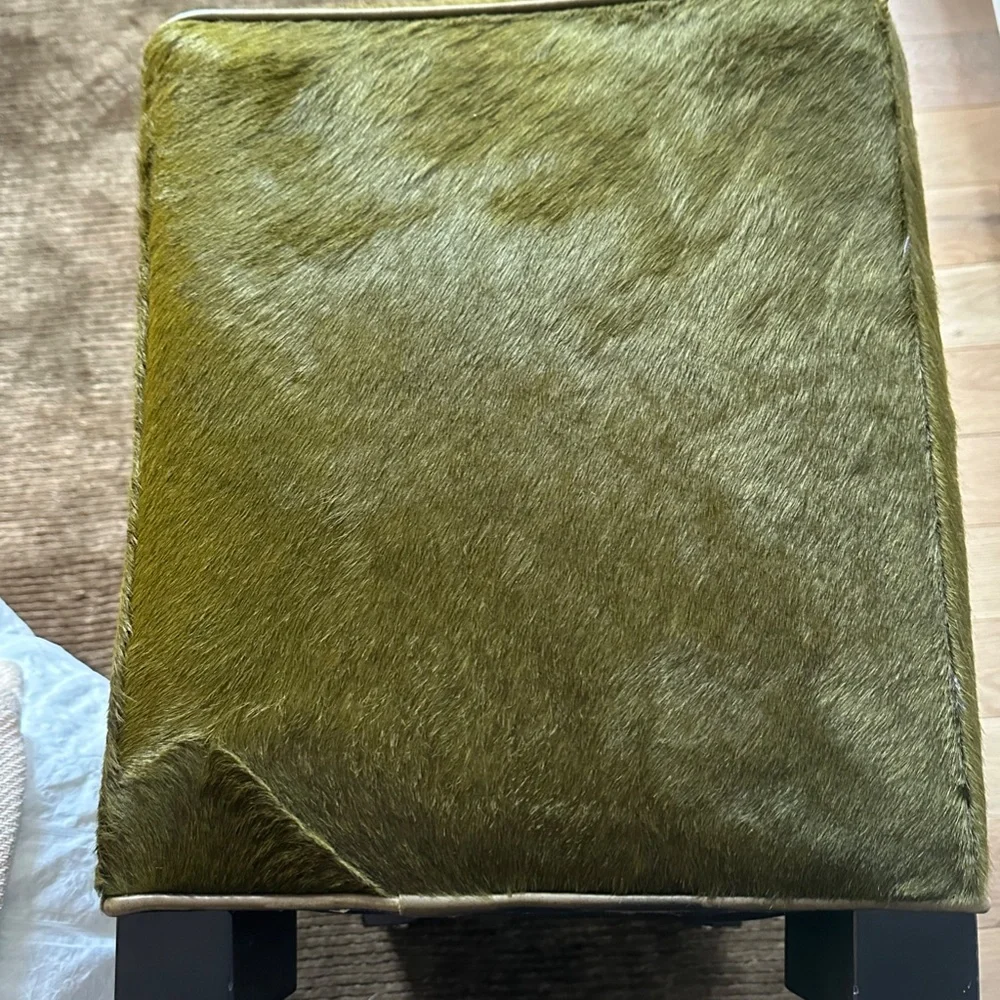 Crate & Barrel Hide Ottoman in Evergreen